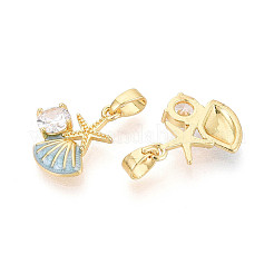 Латунные микропаве прозрачные кубические циркониевые подвески&nbsp;KK-N259-09B-G