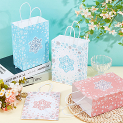 32 шт. 4-цветные бумажные сумки для хранения с принтом рождественских снежинок&nbsp;ABAG-BC0001-65