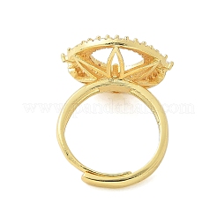 Bague réglable en laiton rond plat avec micro pavé de zircones cubiques&nbsp;KK-K297-06G