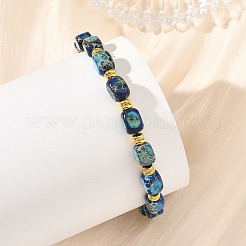 Pulseras ajustables de cuentas cúbicas trenzadas de jaspe imperial natural teñido.&nbsp;BJEW-JB14247