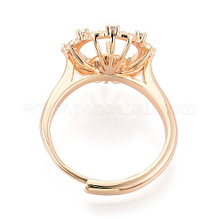 В форме цветка латунный микропаве прозрачный кубический цирконий регулируемые настройки кольца KK-T076-45G