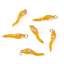 6 Stück Messing-Emaille-Anhänger&nbsp;KK-SW0001-08B