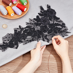 2 пара аппликаций из полиэстера с цветочным узором и вышивкой DIY-GF0009-36