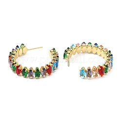 Boucles d'oreilles rondes en zircone cubique&nbsp;EJEW-Q770-02G