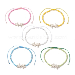 Браслеты из синтетической бирюзы и стеклянного бисера&nbsp;BJEW-MZ00314