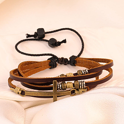 1 Stück mehrsträngiges Armband aus PU-Leder&nbsp;BJEW-CL0001-53