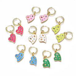 Серьги-кольца из латуни с микро-паве из фианита&nbsp;EJEW-T014-35G-NF