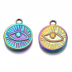 Pendentifs en acier inoxydable 304 de couleur arc-en-ciel avec montures en émail&nbsp;STAS-S119-095