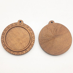 Hölzerne Anhänger Cabochon Fassungen&nbsp;WOOD-WH0034-89C