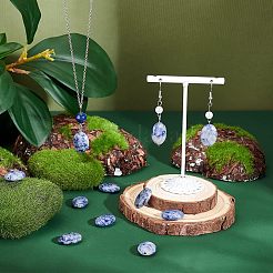 2 нити плоских овальных бусин из натуральной голубой яшмы с пятнами G-NB0003-78