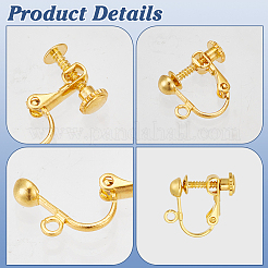 60 шт. 2-цветная латунная фурнитура для сережек-клипс с винтовым креплением KK-ME0001-86