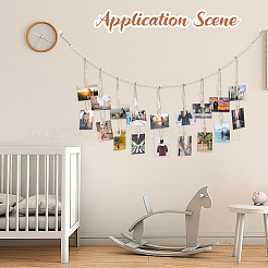 Настенная витрина для фотографий с гирляндой из деревянных бус&nbsp;AJEW-WH20011-54C