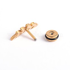 リーフ 304 ステンレス スタッド クローラー イヤリング  クライマーイヤリング  プラスチックパーツ  ゴールドカラー  9mm  ピン：1mm&nbsp;EJEW-H305-01G