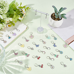 16ペア16スタイル合金エナメルフレンチフックピアス  アクリル、ABSプラスチック、パール、真鍮、キュービックジルコニア付き  プラチナ  混合図形  ミックスカラー  31~37mm  1ペア/スタイル&nbsp;EJEW-BM0001-06