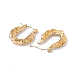 イオンプレーティング（IP）304ステンレススチール製厚手フープピアス（女性用）  ゴールドカラー  23x18.5x4mm  ピン：0.6mm&nbsp;EJEW-E199-11G