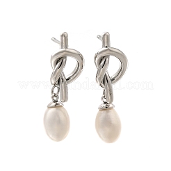 Серьги-гвоздики с узелками из нержавеющей стали 304 EJEW-C133-02P