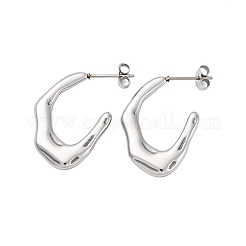 304ステンレススチールスタッドピアス  U字型  ステンレス鋼色  25.5x18.5x3.5mm&nbsp;EJEW-B108-18P