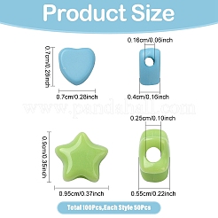 100шт 10 стиля непрозрачные акриловые бусины&nbsp;MACR-YW0004-48