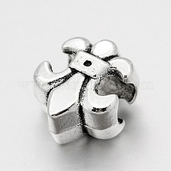 合金アヤメ大きな穴ヨーロッパのビーズ  アンティークシルバー  13x11.5x7.5mm  穴：4.5mm&nbsp;MPDL-M040-18AS