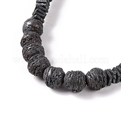 Квадратные и круглые ожерелья из натуральных бусин из лавового камня&nbsp;NJEW-Q341-12