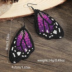 Серьги-подвески ручной работы из стекла с зелеными крыльями бабочки в стиле бохо&nbsp;FV2215