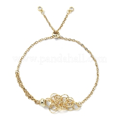 Braccialetti con cursore a maglie tonde in cristallo di quarzo naturale&nbsp;BJEW-JB09902-04