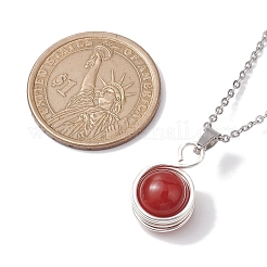 304 нержавеющая сталь кабель фарфор ожерелья NJEW-JN04868-02