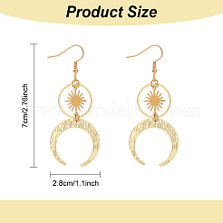 1 пара серег-подвесок в форме солнца и луны из латуни&nbsp;EJEW-AN0001-33