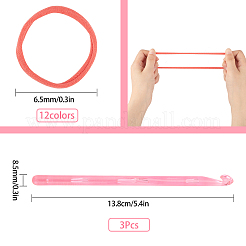 DIYミシン  プラスチック製のかぎ針編みのフックとナイロンの弾性糸付き  ミックスカラー  138x8.5x7mm  3個/セット&nbsp;DIY-GF0003-09