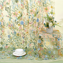 Полиэстер кружевная ткань с цветочным узором DIY-WH0061-019A