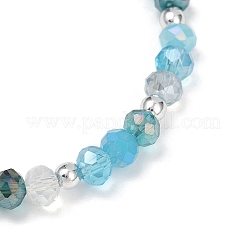 Граненые круглые гальванизированные стеклянные бусины эластичные браслеты для женщин&nbsp;BJEW-JB11628-03