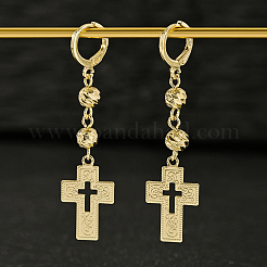 Латунный полый крест с круглыми серьгами-кольцами KY5178