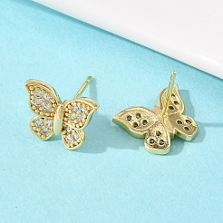 Серьги-гвоздики из циркония&nbsp;EJEW-F400-02B-G