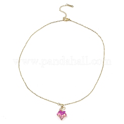 Collane con pendente a foglia d'acero in ottone dorato chiaro con micro pavé di zirconi cubici&nbsp;NJEW-E105-14KCG-03