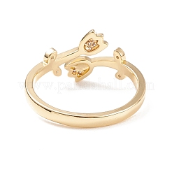 Кольцо-манжета цветок жизни из прозрачного кубического циркония RJEW-C028-02G