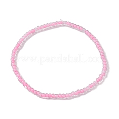 10 шт. розовые и белые наборы эластичных браслетов из стеклянного бисера rondelle&nbsp;BJEW-JB10419
