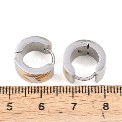 Boucles d'oreilles créoles rayées bicolores en acier inoxydable 304&nbsp;EJEW-L307-04GP-02