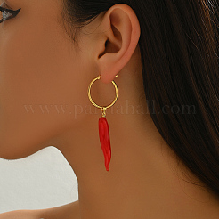 Винтажные серьги-кольца из нержавеющей стали красного перца чили FZ6650