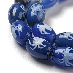 Fili di perline dzi blu in stile tibetano&nbsp;TDZI-NH0001-C04-01