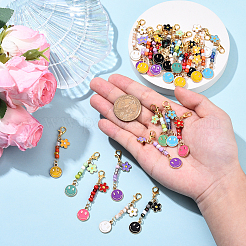 28 шт. 6 стильных эмалевых подвесных украшений в виде улыбающегося лица&nbsp;HJEW-YW00173