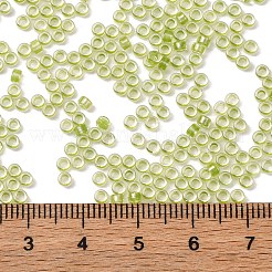 ガラスシリンダービーズ  シードビーズ  色の内側  丸い穴  黄緑  2.4~2.7x1.5~1.8mm  穴：1.2mm  約20000個/ポンド&nbsp;SEED-L011-11B-12