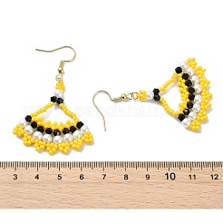 Boucles d'oreilles pendantes en verre tissé de type graine&nbsp;EJEW-MZ00794-03