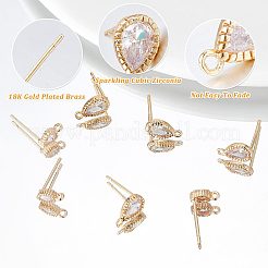 12 шт. 2 стильные латунные серьги-гвоздики KK-CN0001-92