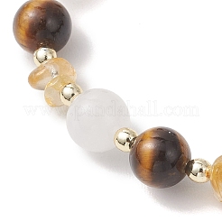 Женские эластичные браслеты из натуральных бусин цитрина&nbsp;BJEW-JB13186