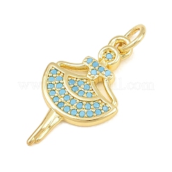 Pendentifs en laiton micro pavé de zircons cubiques bleu ciel&nbsp;CU-CBA4A93-02H-G