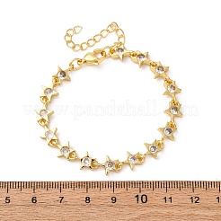 Латунные браслеты с микропаве из прозрачных кубических цирконий для женщин&nbsp;BJEW-D342-01G