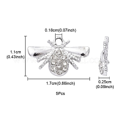 合金クリスタルラインストーンペンダント  ミツバチのチャーム  プラチナ  11x17x2.5mm  穴：1.8mm&nbsp;ALRI-YW0001-07