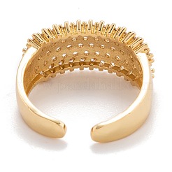 Латунные кольца из манжеты с прозрачным цирконием RJEW-I077-26G