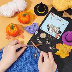 Хэллоуин тема сплава эмаль призрак/паук/летучая мышь фиксирующие маркеры петель HJEW-PH01788