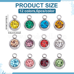 72 шт. 12 цвета 201 нержавеющая сталь стразы подвески STAS-ME0002-32